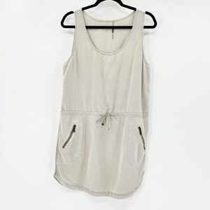 Young Fabulous & Broke Medium Beige Rayon Utility Dress Zipper Pockets